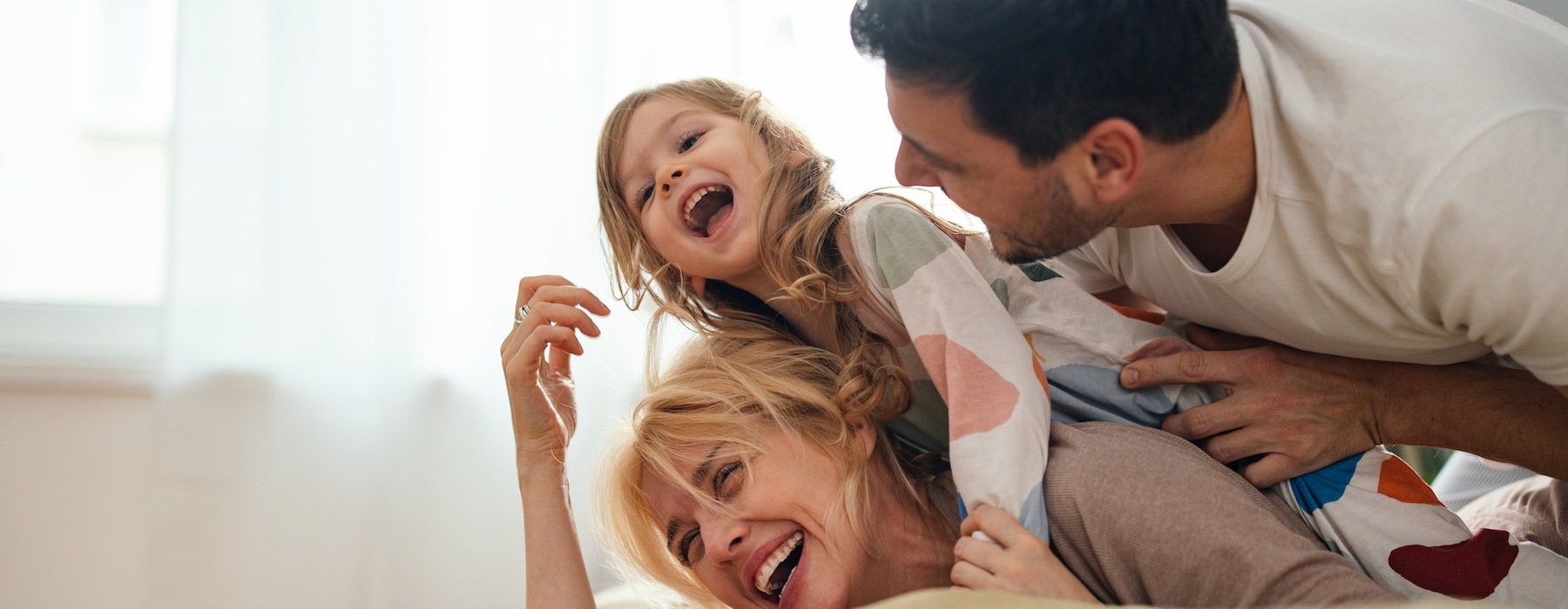 a family laughing
