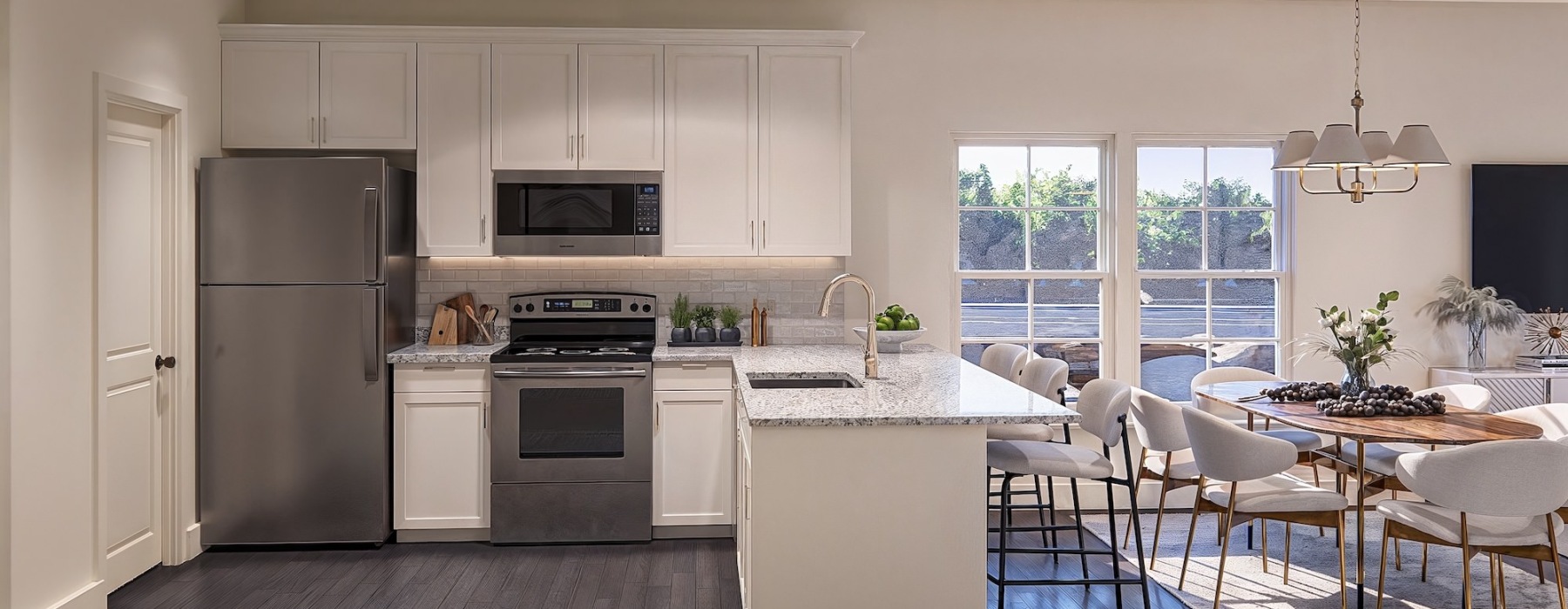 open kitchen with dining room