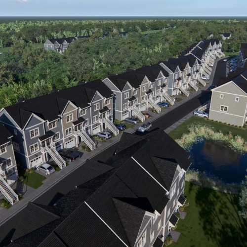 an aerial view of a neighborhood